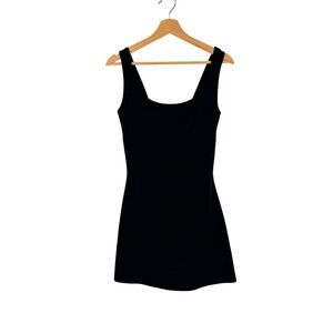 Vintage Y2K Currants Mini Little Black Dress LBD Medium Textured Floral Knit 90s